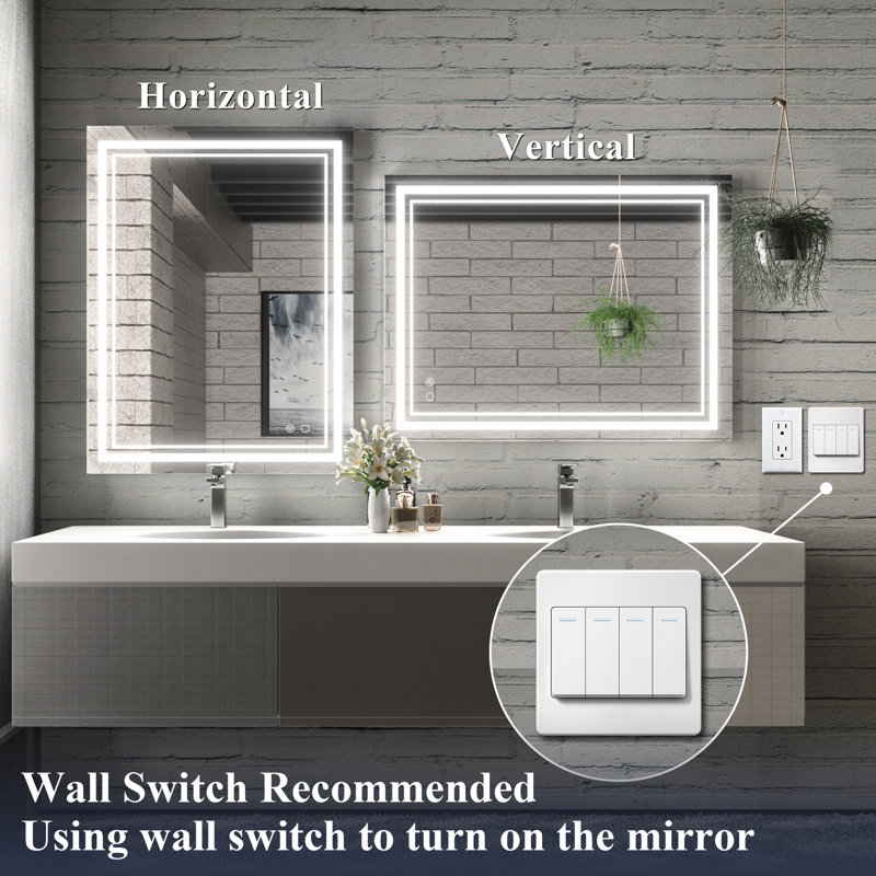 Orren Ellis Adorna Frameless LED Lighted Bathroom / Vanity Mirror with